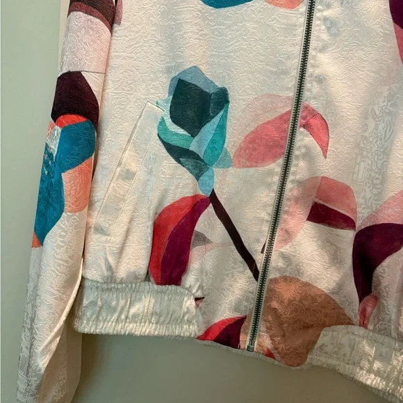 Elevenses Pink and White Bomber Jacket with Ribbed Cuffs - Picture 5 of 6